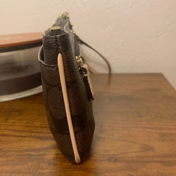 Coach Women's Signature PVC Corner Zip Large Wristlet SV/Brown Azalea F51258 - Picture 3 of 16